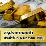 สรุปราคาทองคำ ประจำวันที่ 6 มกราคม 2568